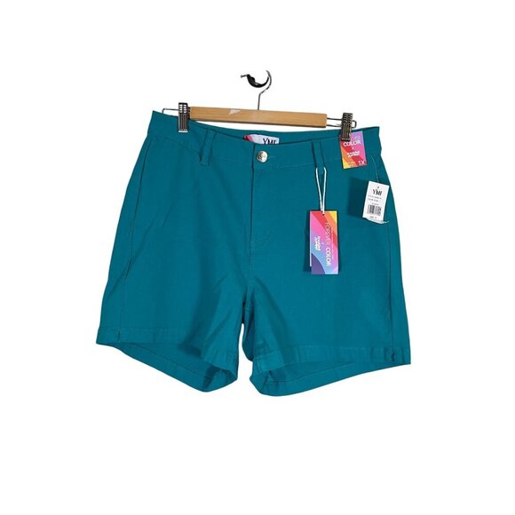 YMI Shorts Women 1X Green Freckled Poppy Preppy Classic Retro Summer Feminine - Picture 1 of 10